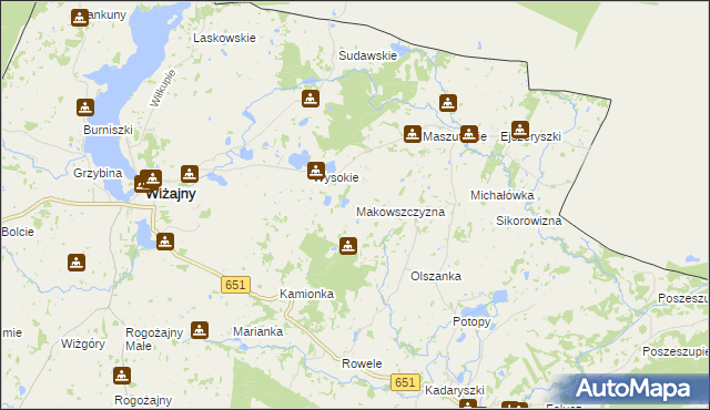 mapa Makowszczyzna gmina Wiżajny, Makowszczyzna gmina Wiżajny na mapie Targeo