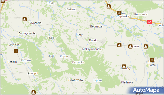 mapa Maksymilianów gmina Korytnica, Maksymilianów gmina Korytnica na mapie Targeo