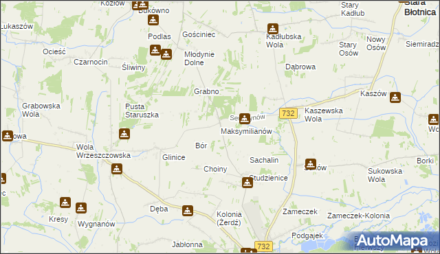 mapa Maksymilianów gmina Przytyk, Maksymilianów gmina Przytyk na mapie Targeo