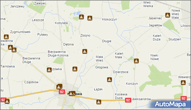 mapa Mała Wieś gmina Kłodawa, Mała Wieś gmina Kłodawa na mapie Targeo