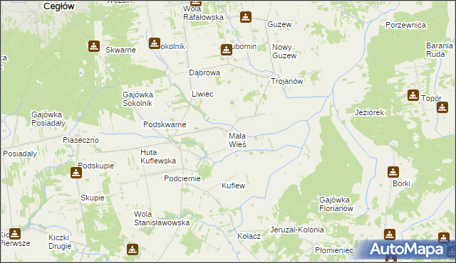 mapa Mała Wieś gmina Mrozy, Mała Wieś gmina Mrozy na mapie Targeo