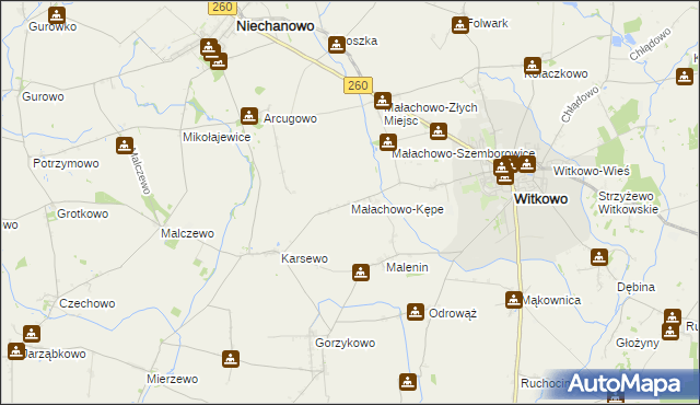 mapa Małachowo-Kępe, Małachowo-Kępe na mapie Targeo