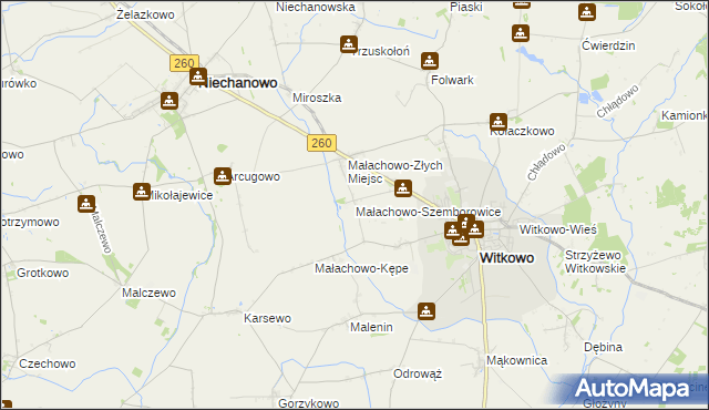 mapa Małachowo-Szemborowice, Małachowo-Szemborowice na mapie Targeo