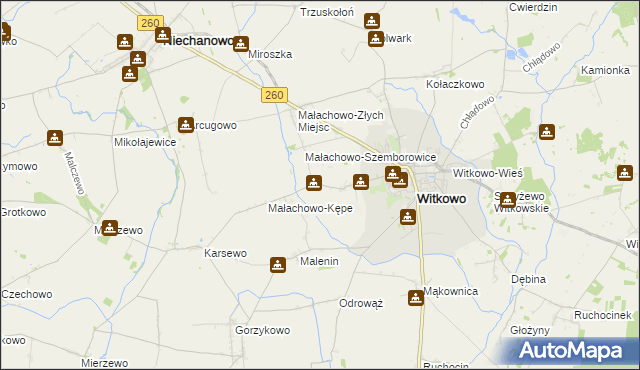 mapa Małachowo-Wierzbiczany, Małachowo-Wierzbiczany na mapie Targeo