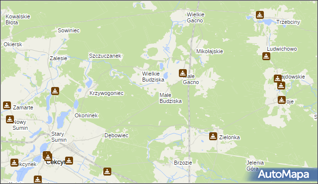 mapa Małe Budziska, Małe Budziska na mapie Targeo