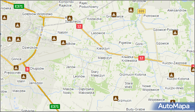 mapa Małęczyn gmina Gózd, Małęczyn gmina Gózd na mapie Targeo