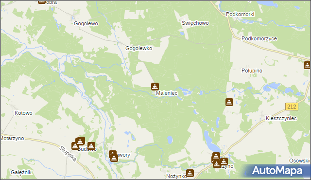 mapa Maleniec gmina Dębnica Kaszubska, Maleniec gmina Dębnica Kaszubska na mapie Targeo