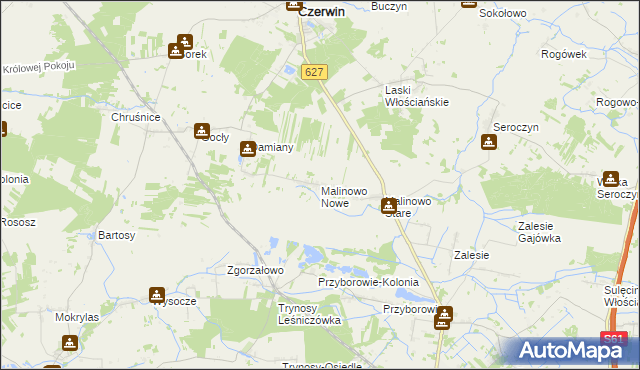 mapa Malinowo Nowe, Malinowo Nowe na mapie Targeo