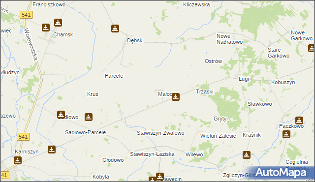 mapa Małocin gmina Bieżuń, Małocin gmina Bieżuń na mapie Targeo