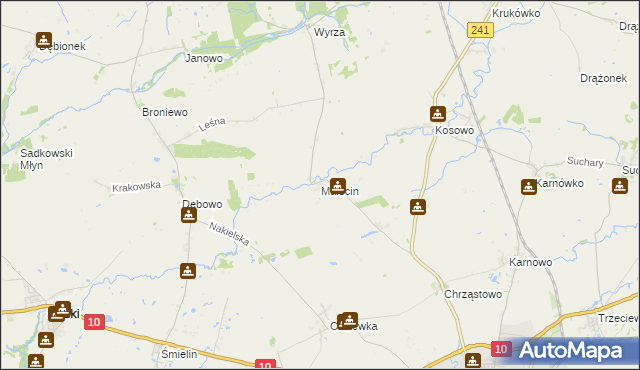 mapa Małocin gmina Nakło nad Notecią, Małocin gmina Nakło nad Notecią na mapie Targeo