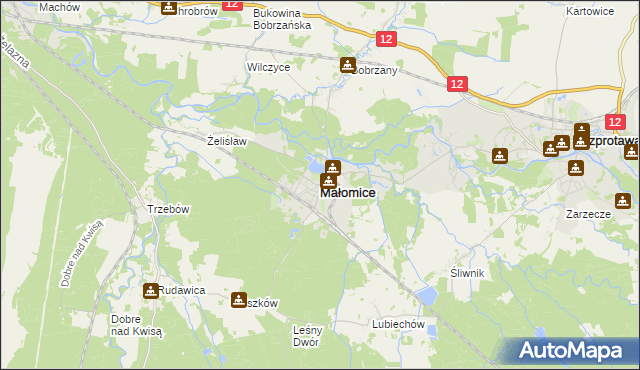 mapa Małomice, Małomice na mapie Targeo
