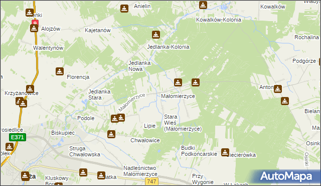 mapa Małomierzyce, Małomierzyce na mapie Targeo