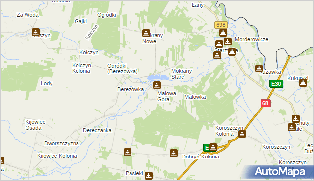 mapa Malowa Góra, Malowa Góra na mapie Targeo