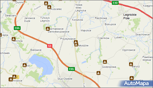 mapa Małuszów gmina Męcinka, Małuszów gmina Męcinka na mapie Targeo