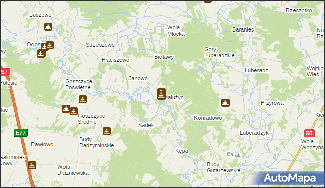 mapa Malużyn, Malużyn na mapie Targeo