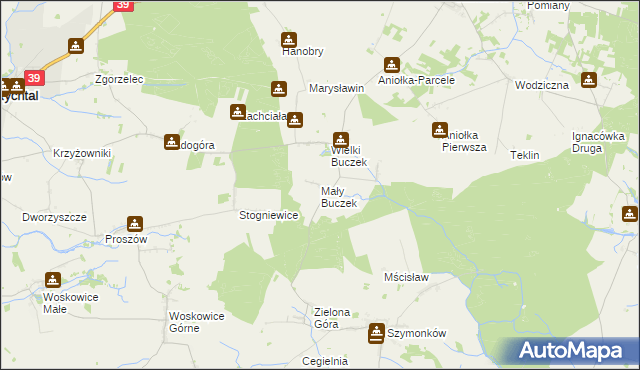 mapa Mały Buczek gmina Rychtal, Mały Buczek gmina Rychtal na mapie Targeo