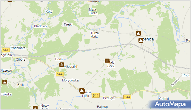 mapa Mały Łęck Osada, Mały Łęck Osada na mapie Targeo