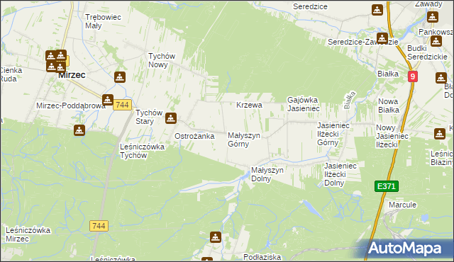 mapa Małyszyn Górny, Małyszyn Górny na mapie Targeo