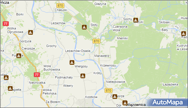 mapa Manasterz gmina Wiązownica, Manasterz gmina Wiązownica na mapie Targeo