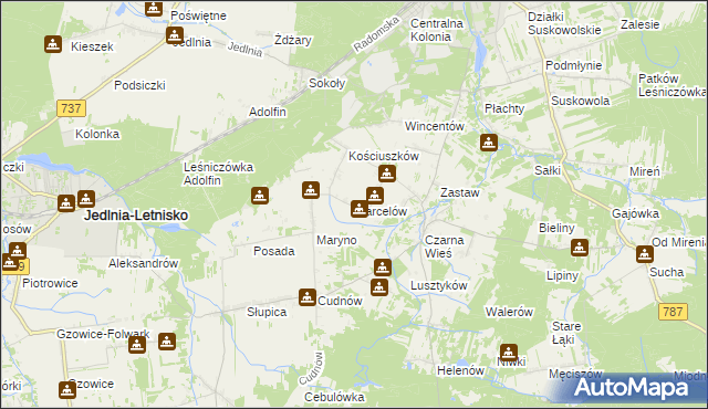 mapa Marcelów gmina Pionki, Marcelów gmina Pionki na mapie Targeo