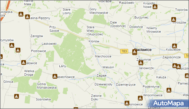 mapa Marchocice gmina Racławice, Marchocice gmina Racławice na mapie Targeo