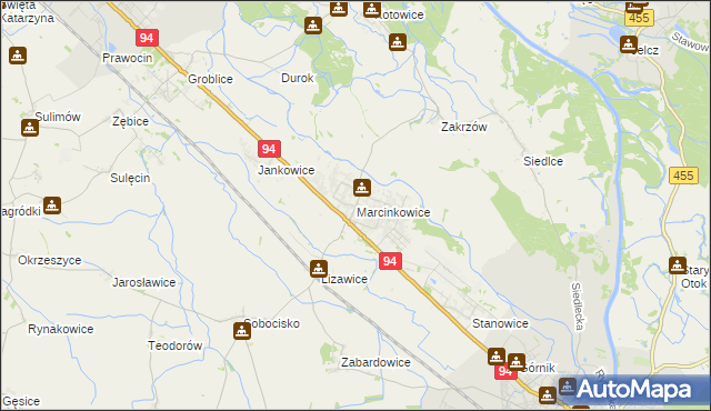 mapa Marcinkowice gmina Oława, Marcinkowice gmina Oława na mapie Targeo