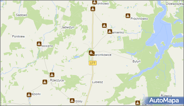 mapa Marcinkowice gmina Tuczno, Marcinkowice gmina Tuczno na mapie Targeo