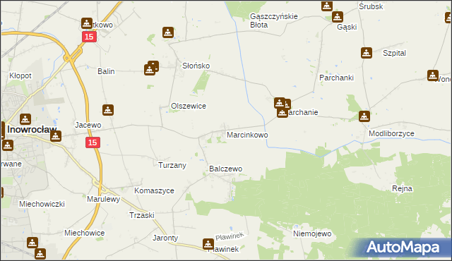 mapa Marcinkowo gmina Inowrocław, Marcinkowo gmina Inowrocław na mapie Targeo