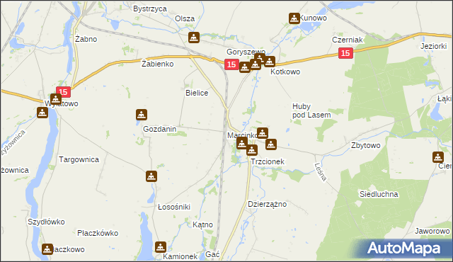 mapa Marcinkowo gmina Mogilno, Marcinkowo gmina Mogilno na mapie Targeo