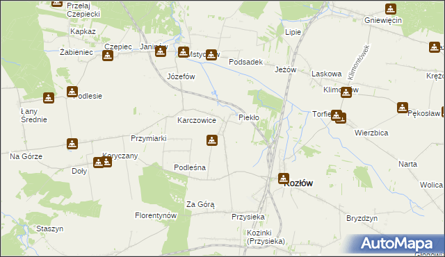 mapa Marcinowice gmina Kozłów, Marcinowice gmina Kozłów na mapie Targeo