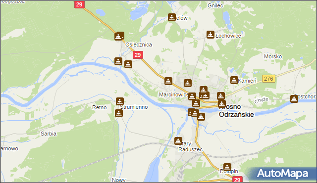 mapa Marcinowice gmina Krosno Odrzańskie, Marcinowice gmina Krosno Odrzańskie na mapie Targeo