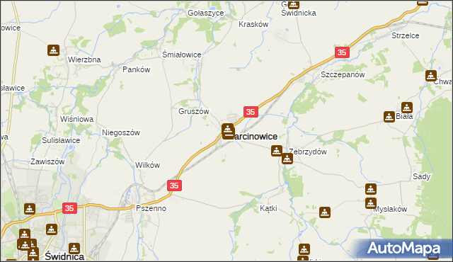 mapa Marcinowice powiat świdnicki, Marcinowice powiat świdnicki na mapie Targeo