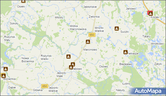 mapa Marcinowo gmina Gołdap, Marcinowo gmina Gołdap na mapie Targeo