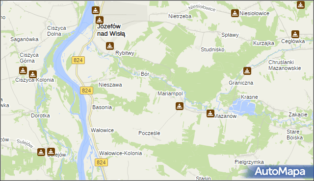 mapa Mariampol gmina Józefów nad Wisłą, Mariampol gmina Józefów nad Wisłą na mapie Targeo