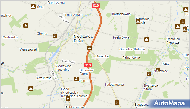 mapa Marianka gmina Niedrzwica Duża, Marianka gmina Niedrzwica Duża na mapie Targeo