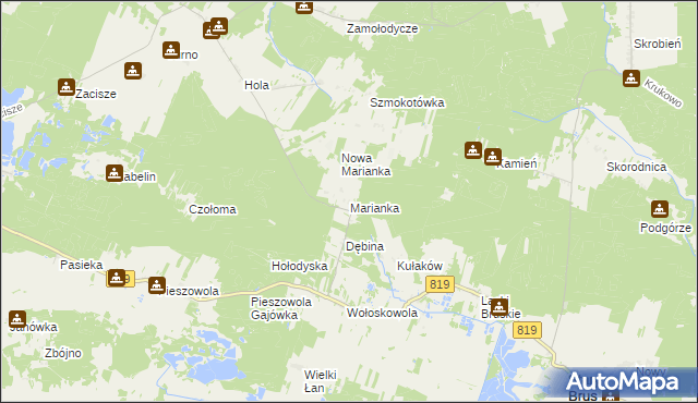 mapa Marianka gmina Stary Brus, Marianka gmina Stary Brus na mapie Targeo