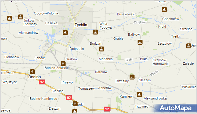 mapa Marianka gmina Żychlin, Marianka gmina Żychlin na mapie Targeo