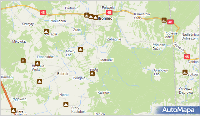 mapa Marianki gmina Stromiec, Marianki gmina Stromiec na mapie Targeo