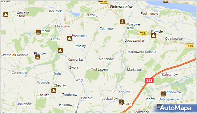 mapa Marianów gmina Gniewoszów, Marianów gmina Gniewoszów na mapie Targeo