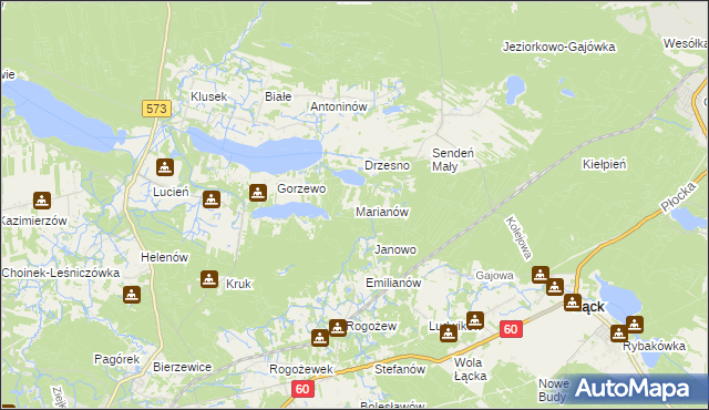 mapa Marianów gmina Gostynin, Marianów gmina Gostynin na mapie Targeo