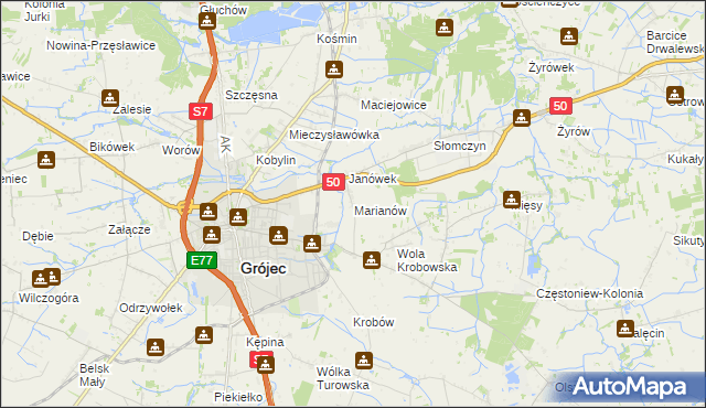 mapa Marianów gmina Grójec, Marianów gmina Grójec na mapie Targeo