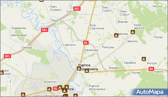 mapa Marianowo gmina Piątnica, Marianowo gmina Piątnica na mapie Targeo