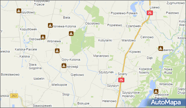 mapa Marianowo gmina Ślesin, Marianowo gmina Ślesin na mapie Targeo