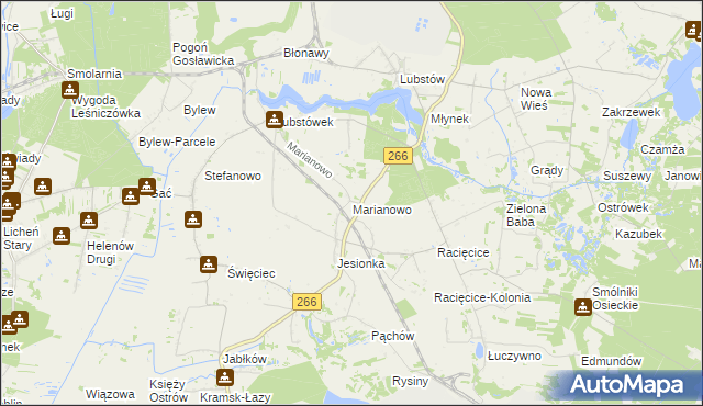 mapa Marianowo gmina Sompolno, Marianowo gmina Sompolno na mapie Targeo