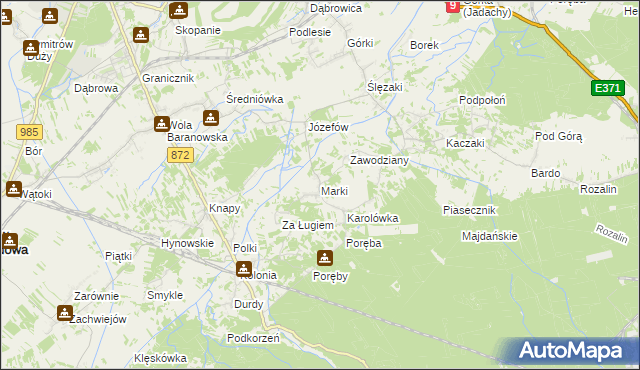 mapa Marki gmina Baranów Sandomierski, Marki gmina Baranów Sandomierski na mapie Targeo