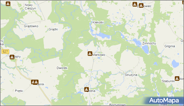 mapa Markowo gmina Morąg, Markowo gmina Morąg na mapie Targeo