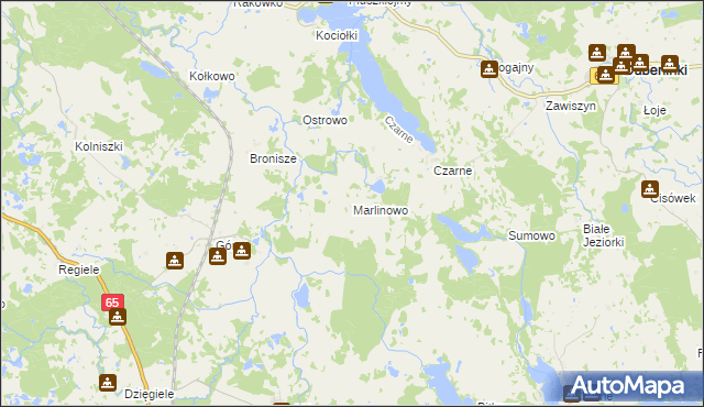 mapa Marlinowo, Marlinowo na mapie Targeo