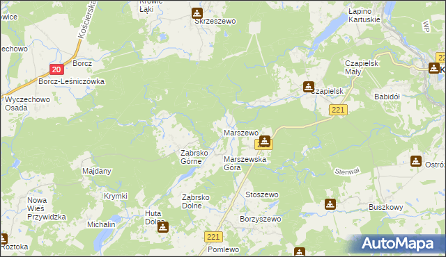 mapa Marszewo gmina Przywidz, Marszewo gmina Przywidz na mapie Targeo
