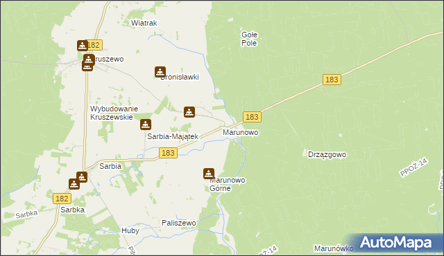 mapa Marunowo, Marunowo na mapie Targeo