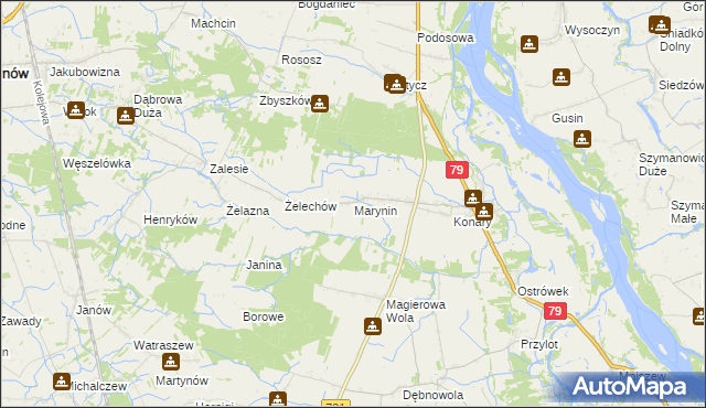 mapa Marynin gmina Chynów, Marynin gmina Chynów na mapie Targeo